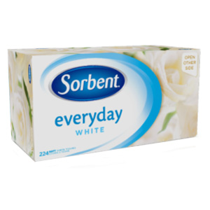SORBENT FACIAL TISSUE EVERYDAY WHITE 224 PULLS (Special buy online only)
