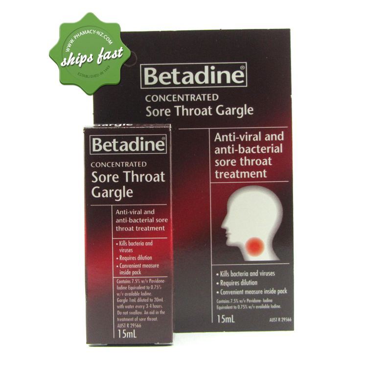 BETADINE CONCENTRATED SORE THROAT GARGLE 15ML