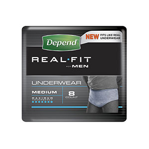 DEPEND REAL FIT FOR MEN MEDIUM X8