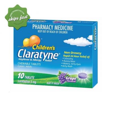 Claratyne Children's Chewable Tablets Grape Flavor 10 Tablets