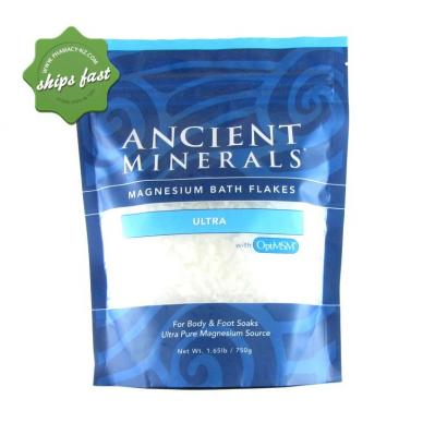 Ancient Minerals Magnesium Bath Flakes Ultra With OptiMSM 750g Wholesale