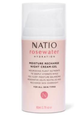 Natio Rosewater Moisture Recharge Night Cream-Gel 80ml