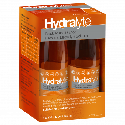 Hydralyte Liquid Orange 250ml 4pk