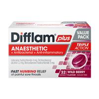 Difflam Plus Anesthetic Lozenges Wild Berry 32s