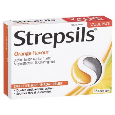 Strepsils Orange Lozenges 36 Pack 
