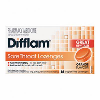 Difflam Lozenges Orange Sugar Free 16 Pack