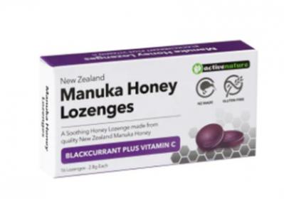 Active Nature Manuka Honey Lozenges Blackcurrant Plus Vitamin C 16 Pack 
