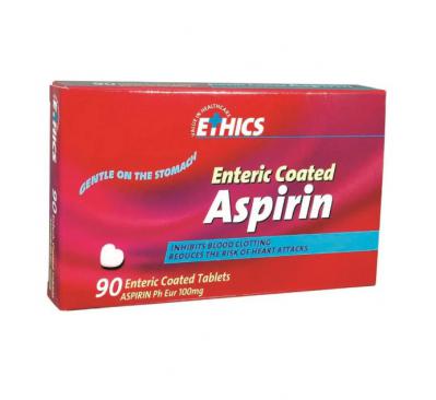 Ethics Aspirin Enteric Coated 100mg 90 Tablets 