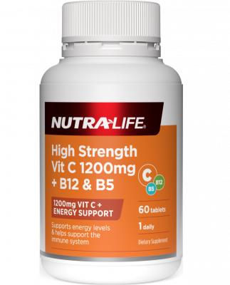 Nutra-Life High Strength Vitamin C 1200mg + B12 & B5 60 Tablets