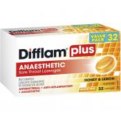 Difflam Lozenges Plus Anaesthetic Honey Lemon 32 Pack