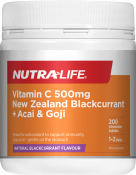 Nutra-Life Vitamin C 500mg Blackcurrant + Acai & Goji 200 Chewable Tablets